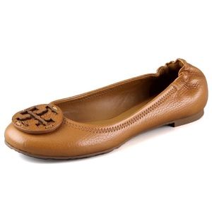 Tory Burch | Shoes | Reva Ballerina Leather Scrunch Flats | Tan | Size 10.5